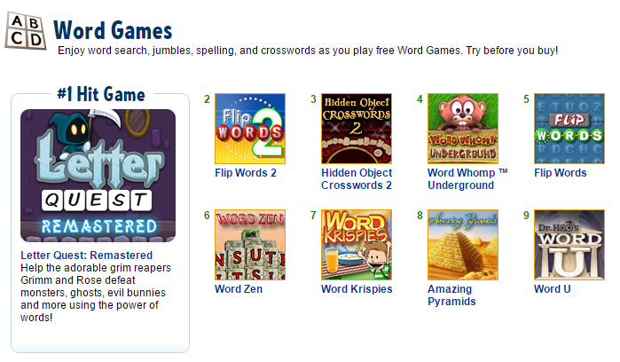 jakemacher's tweet photo. Letter Quest Remasted launched on @bigfishgames today.Currently it's the #1 hit game in the word games category. http://t.co/RGgyLXG8pZ