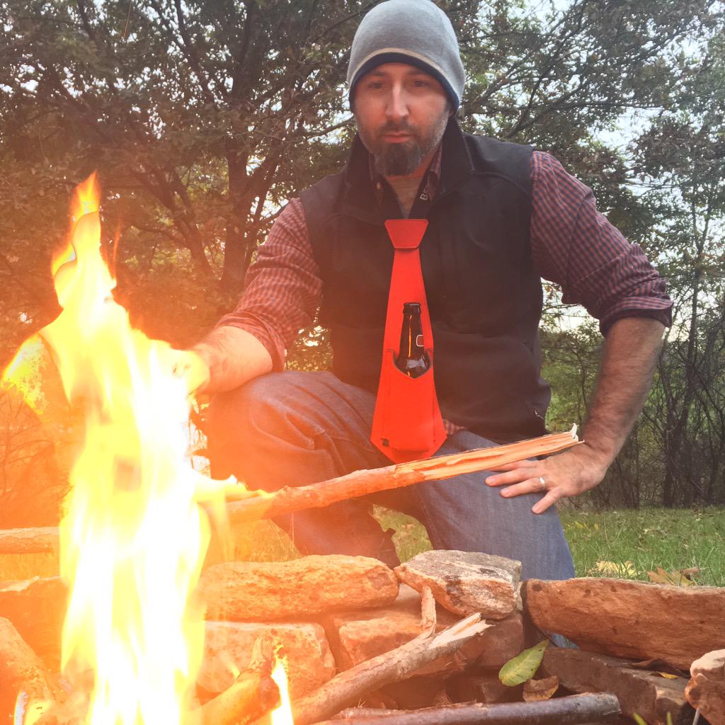 TheBevTie's tweet photo. It's #fall!  Time to grow a beard, light a campfire, and wear a #BeerTie.  #beer #outdoors #craft beer #AVL #TieOneOn http://t.co/6JblDlmOea