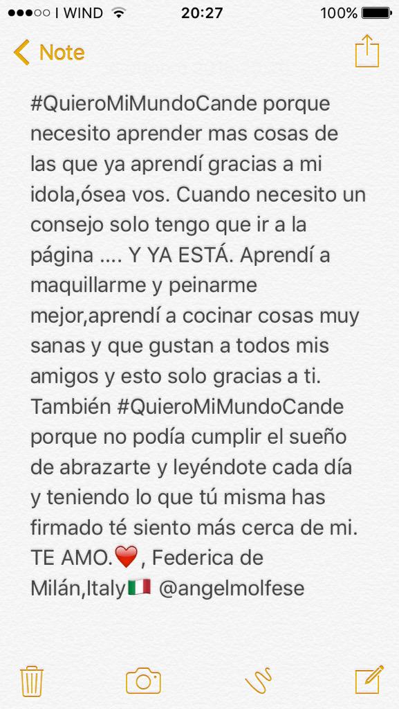 angelmolfese's tweet photo. @kndmolfese #QuieroMiMundoCande 😍SOY FEDERICA DE MILÁN,ITALIA🇮🇹Y ACÁ EXPLICÓ PORQUE LO NECESITO💜🙏 http://t.co/TyTWrBoe5T