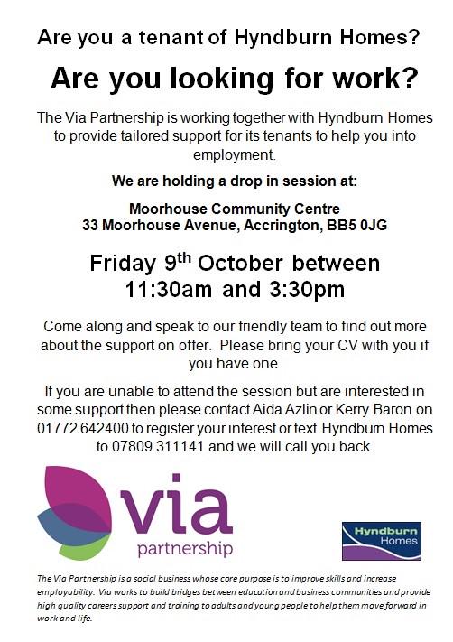 HyndburnHomes's tweet photo. .@Via_Work  working together with @HyndburnHomes to provide tailored support for tenants to help them into employment http://t.co/XZID1pm651