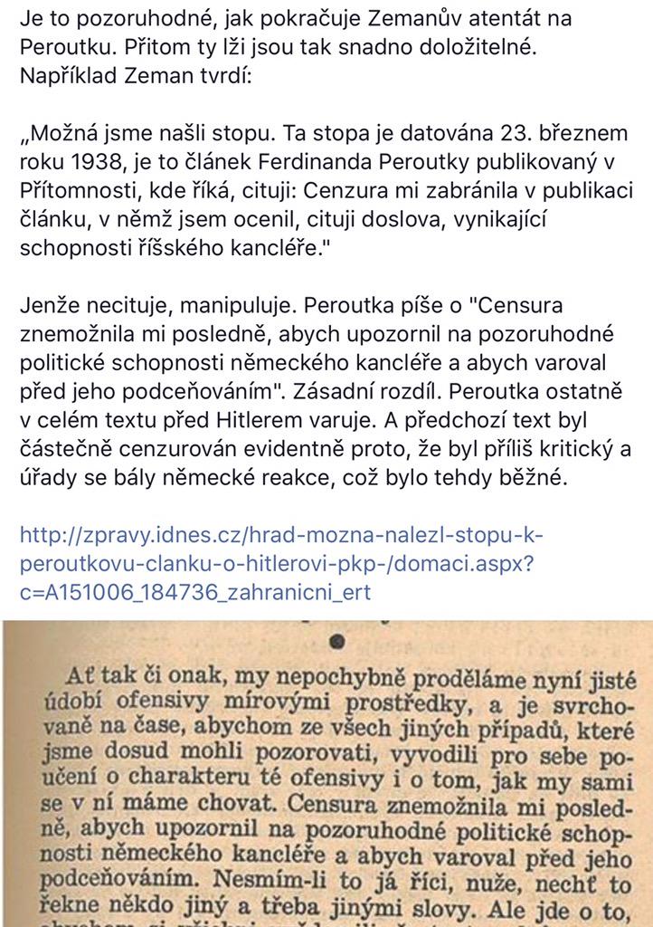 etabery's tweet photo. Zeman znovu lže o Peroutkovi. http://t.co/C782pwpx19