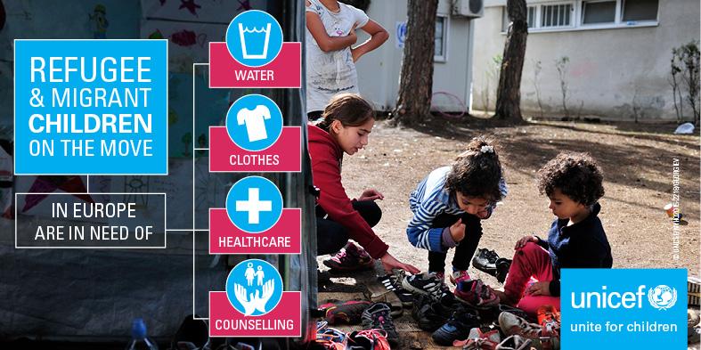 UNICEF's tweet image. Europe’s refugee and migrant crisis is a children’s crisis. And the needs are immense #refugeecrisis