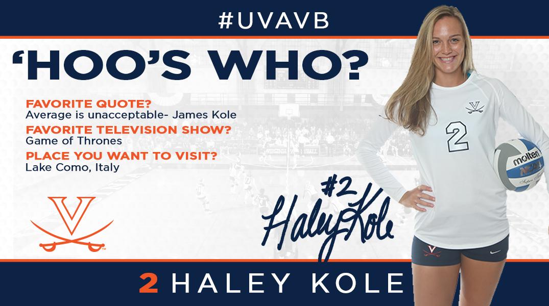 UVAVolleyball's tweet photo. #hooswho this week...meet 3rd year captain @haleykolie! #committed #wahoowa http://t.co/xWso7oXgI2
