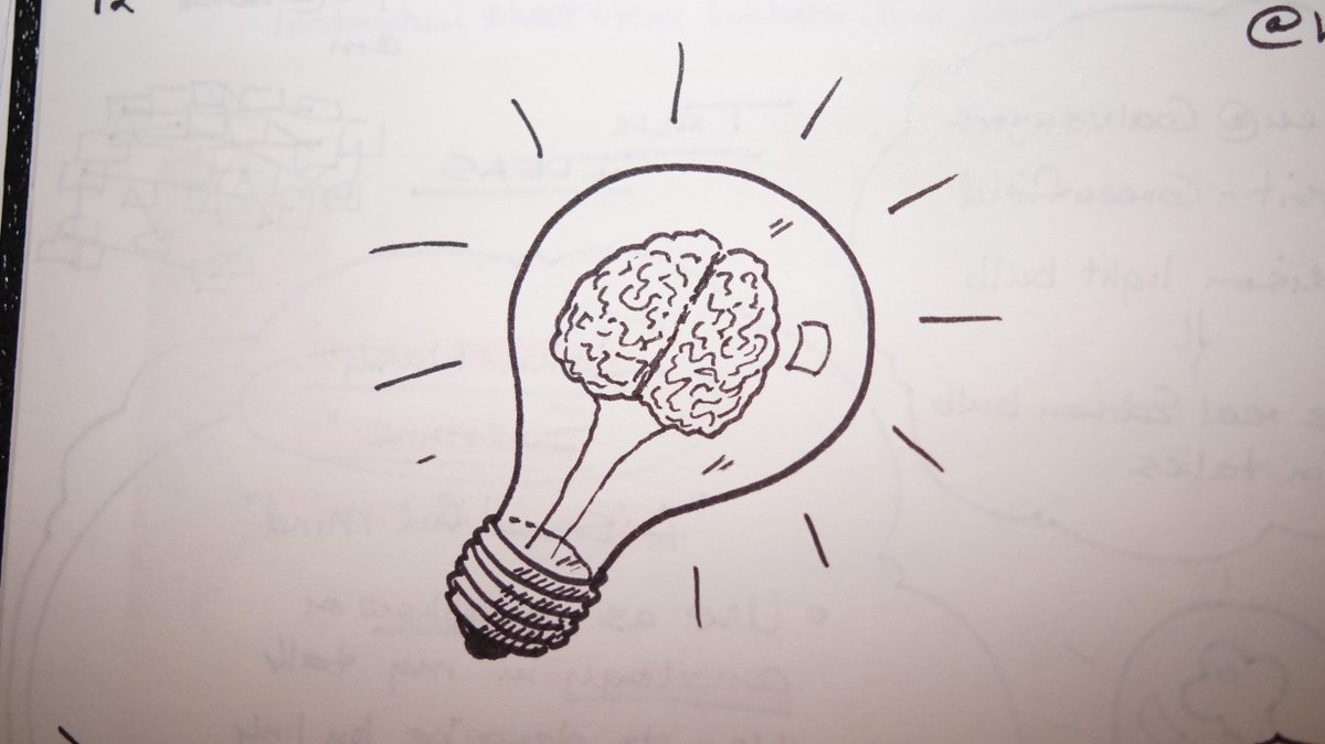A sketch note on how I see the brain and light bulb idea thingy all mashed up.