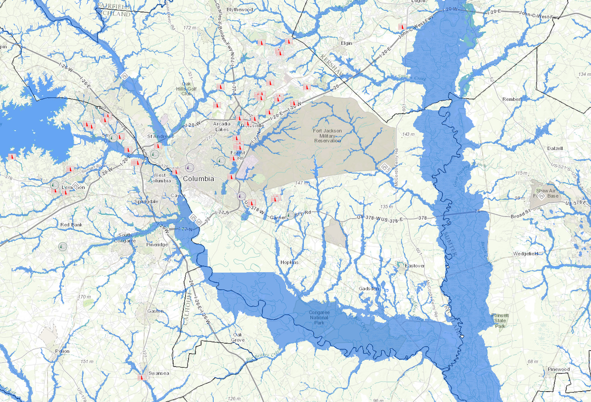 A great tool from <a href="/Esri/">Esri</a> - interactive flood map of SC. arcgis.com/home/webmap/vi… #SCFlood #SEFlood