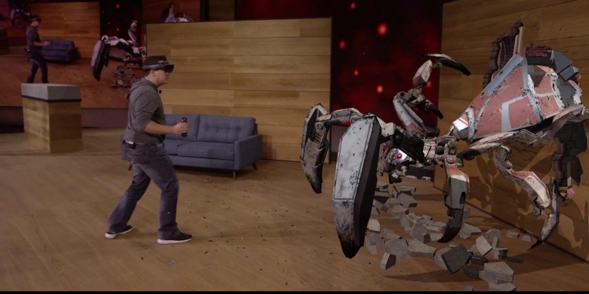 TechInsider's tweet photo. You've got to see this crazy demo for Microsoft's ambitious new headset http://t.co/tStc2CY5VD http://t.co/sUAWSNLjLc