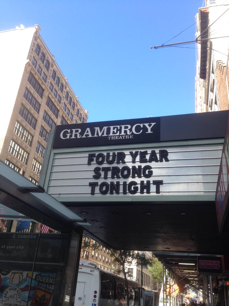 fouryearstrong's tweet photo. Honestly so amped for tonight in NYC. This is where the true freaks come out. Gramercy at 6pm!!! http://t.co/S5daOpO0zO