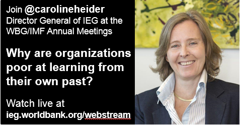 WorldBank_IEG's tweet photo. Do learning & evidence drive decisions @WorldBank? Live from #Lima 8 Oct 2PM EDT: http://t.co/DZ6AGC1qGZ #WBLearns http://t.co/XN5CDznKie