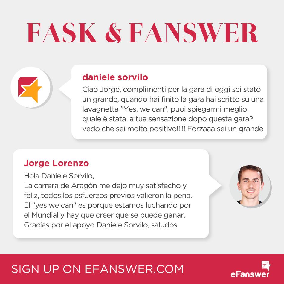 eFanswer's tweet photo. #FASKANDFANSWER
You Fask, #JorgeLorenzo Fanswer. Get you answer on eFanswer ! http://t.co/dYXdx6m3xb http://t.co/8rRvxnCZVZ
