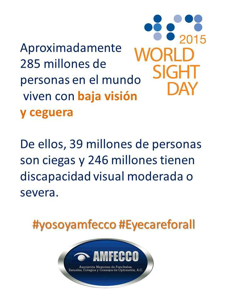 AMFECCO's tweet photo. #YosoyAMFECCO #eyecareforall #saludvisualparatodos #Yosoy2020 2do Jueves de Octubre conmemora #diamundialdelavision http://t.co/zhG9dvWFuL