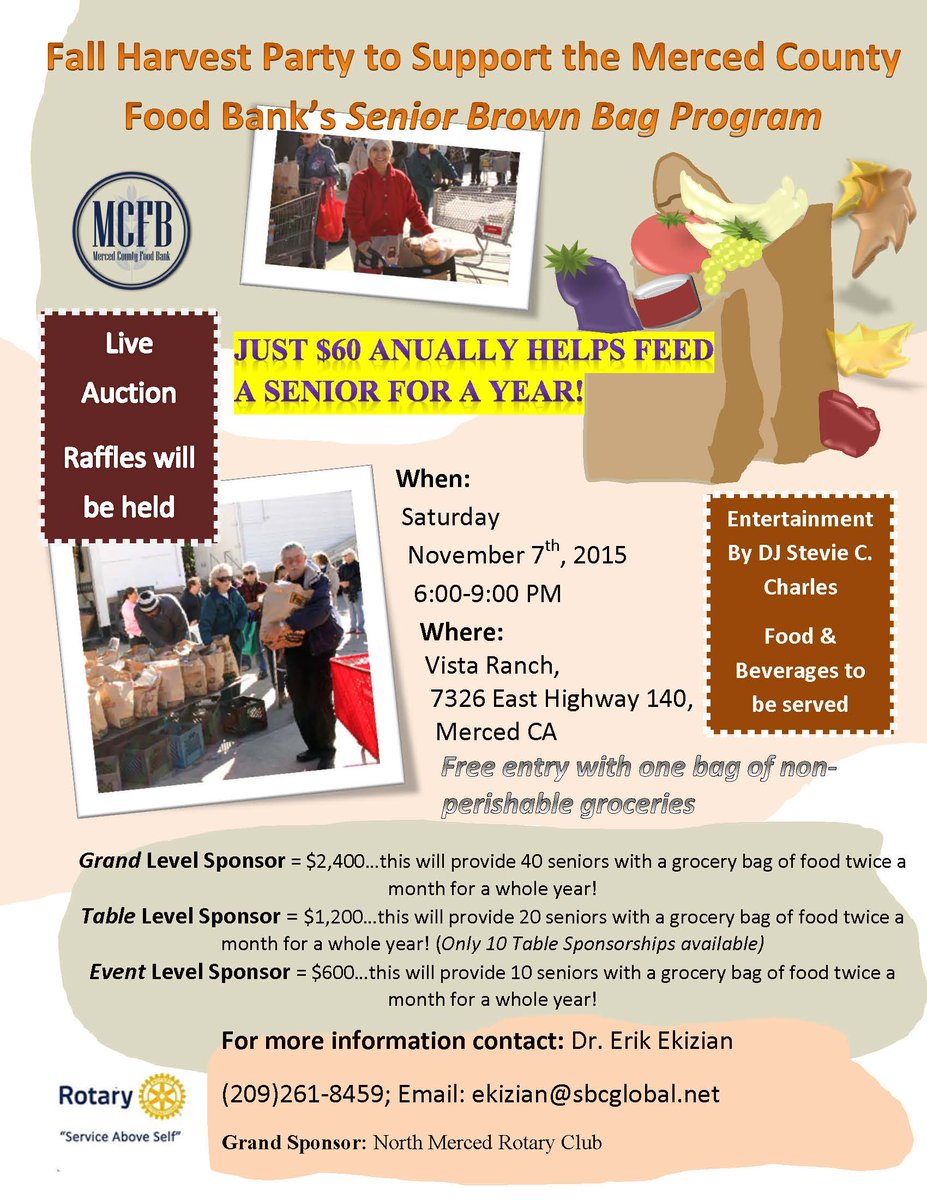 MercedFB's tweet image. Mark your calendars for the Fall Harvest Party at @VistaCellars!  Nov. 7th, 6-9pm.  All proceeds will support #MCFB!