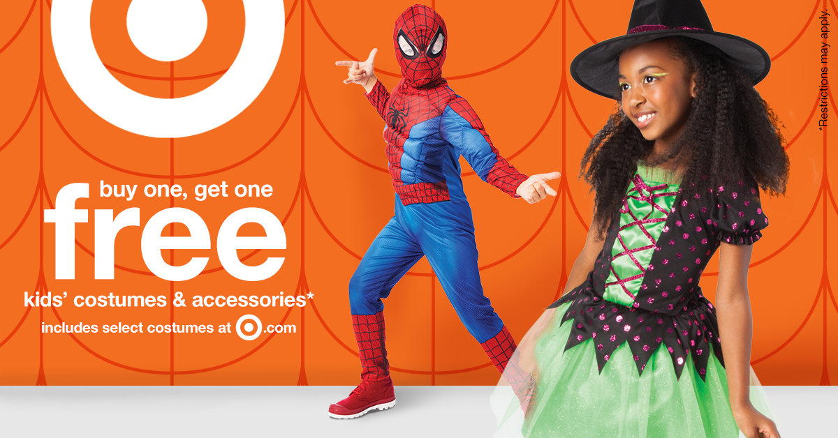 Target's tweet photo. Our #Halloween treat to you! Kids' Halloween costumes are BOGO free this week: http://t.co/Rq49dIb2Hw http://t.co/OdNvZzrhp4