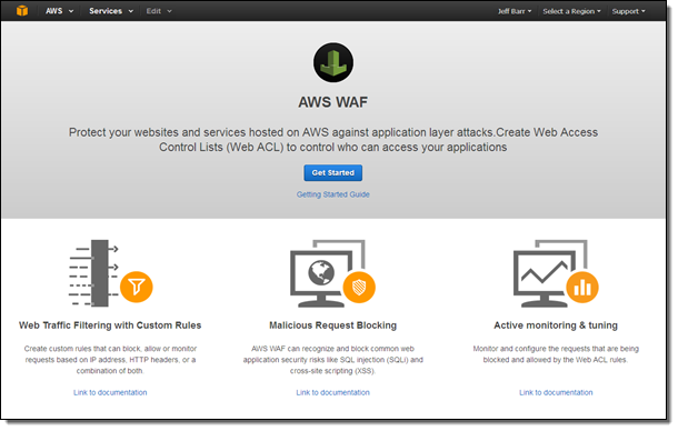 jeffbarr's tweet photo. New #AWS WAF - http://t.co/g4DryIZODZ - Protect your website against application-layer attacks. http://t.co/sKKiN13wof