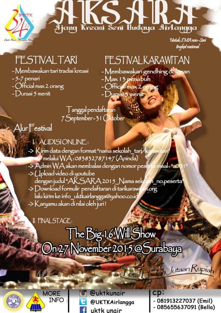 Halo <a href="/belitungbarat/">SMAN 3 Bandung</a> ikuti lomba tari&amp;karawitan di event Aksara 2015 segera daftar dan raih kesempatan menjadi juara