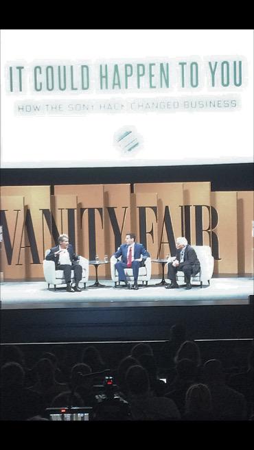 NDreymann's tweet photo. Oracle &amp; Boalt worlds colliding: Lynton, CEO @Sony &amp; Carlin, assistant AG for nat'l security, talk hacks #vfsummit http://t.co/r42Eed3qx3