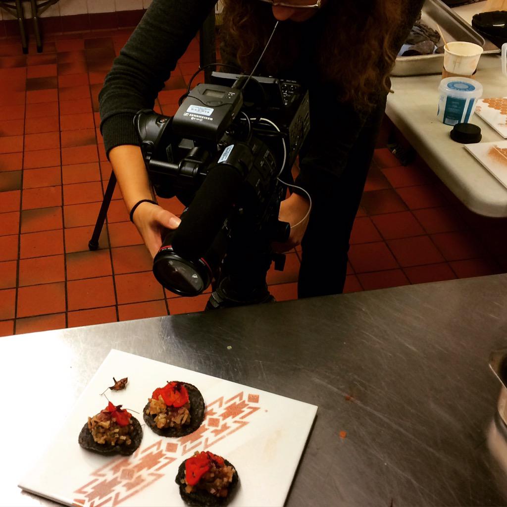 KitchenTheory's tweet photo. Filming for a short piece on @NatGeo #sensory #dining and #entomophagy http://t.co/wnsmUQpwt7