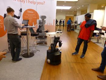 PALRobotics's tweet photo. We brought TIAGo's prototype and the mobile base PMB-2 to #IROS2015 to show its abilities: http://t.co/U6eEGzfMc5 http://t.co/hqb5BPmKdc