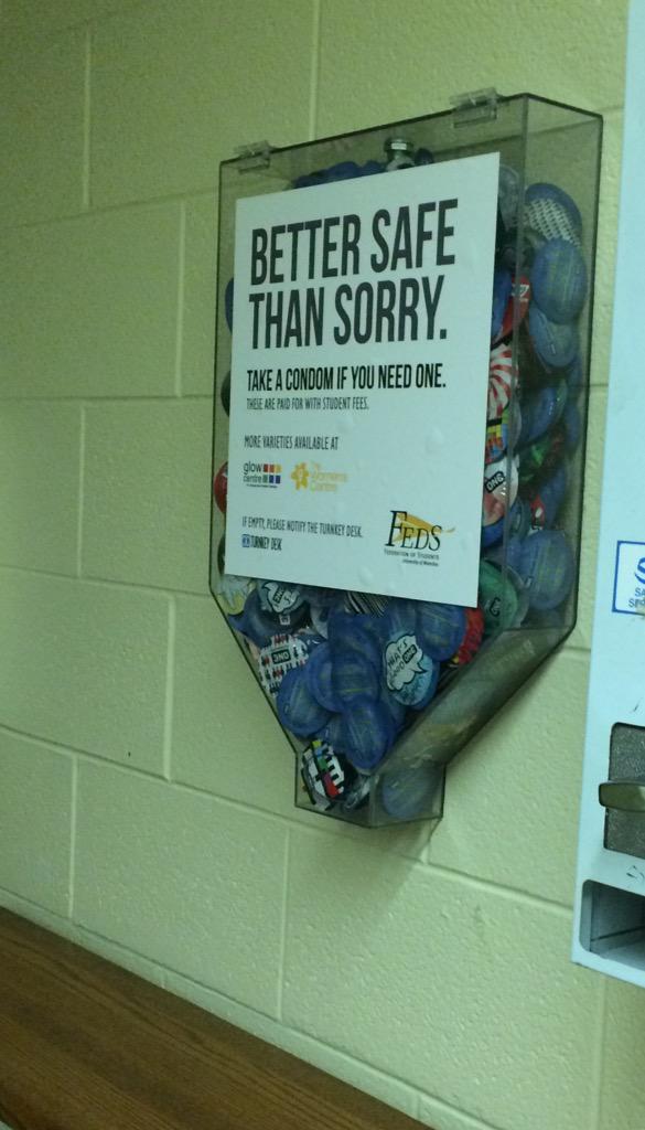 ebnothing's tweet image. Only at uwaterloo would a container of free condoms be full 😂