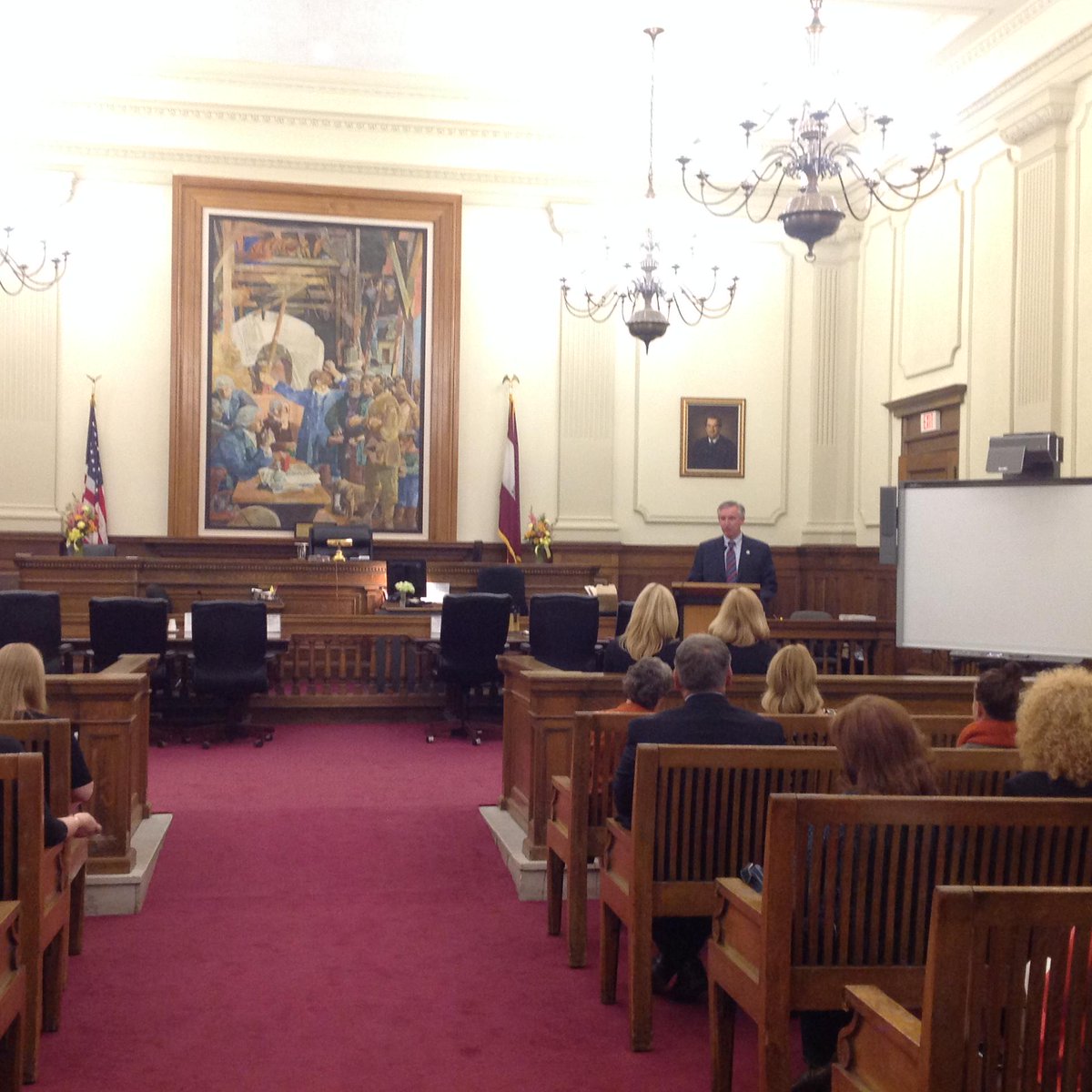 1st ADA Kevin Steele speaking at today's Domestic Violence Awareness Month Ceremony. #MontcoPa