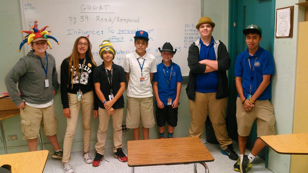 MDSPDGREAT's tweet photo. @SouthwoodMiddle students showing off on hat day during @GREATProgram w @MDSPolice #choosetobegreat @MDCPSSouth http://t.co/2Y1MmvBzWL