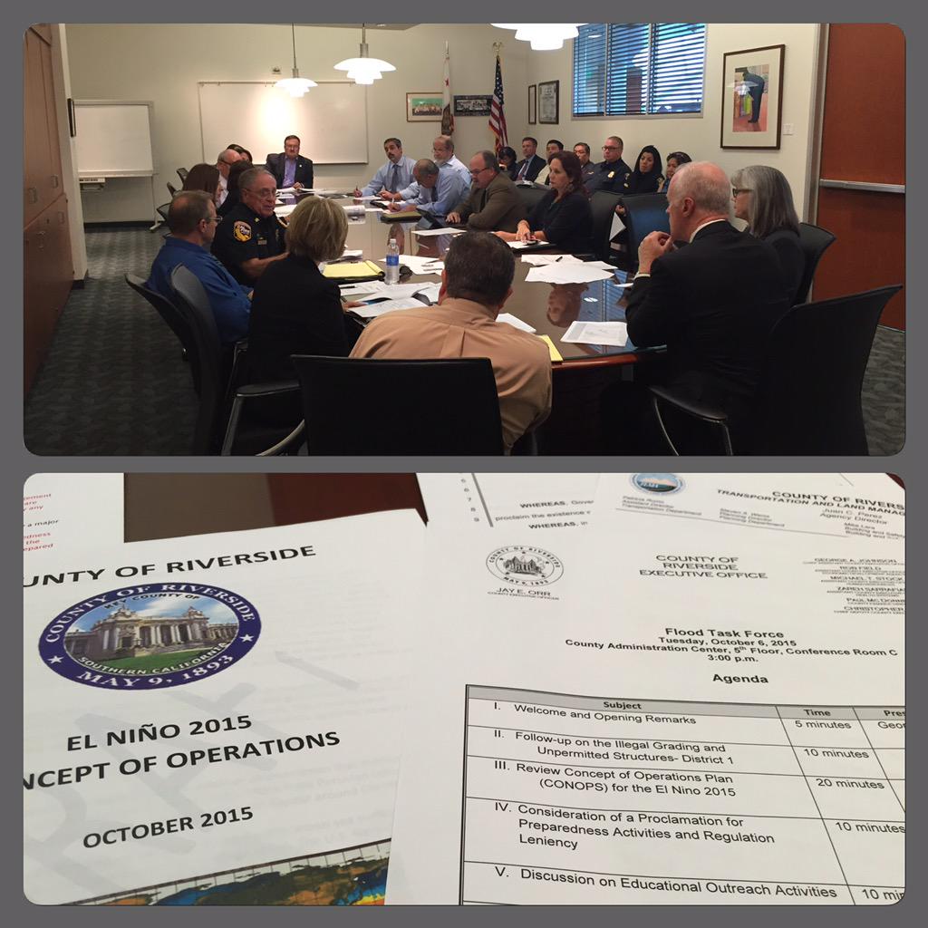 RivCo Fire Chief <a href="/JhawkFire/">John Hawkins</a> talks at today's Flood Task Force Mtg, as we plan 4 potentially severe El Niño storms.
