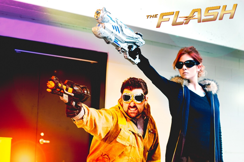 MissSuperCube's tweet photo. Less than an hour to #TheFlash premiere! You ready @grantgust? Captain Cold and Heat Wave are! http://t.co/xk65sQbWMr