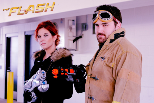 MissSuperCube's tweet photo. Less than an hour to #TheFlash premiere! You ready @grantgust? Captain Cold and Heat Wave are! http://t.co/xk65sQbWMr