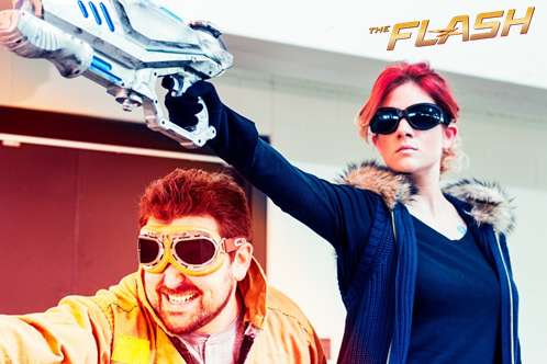 MissSuperCube's tweet photo. Less than an hour to #TheFlash premiere! You ready @grantgust? Captain Cold and Heat Wave are! http://t.co/xk65sQbWMr