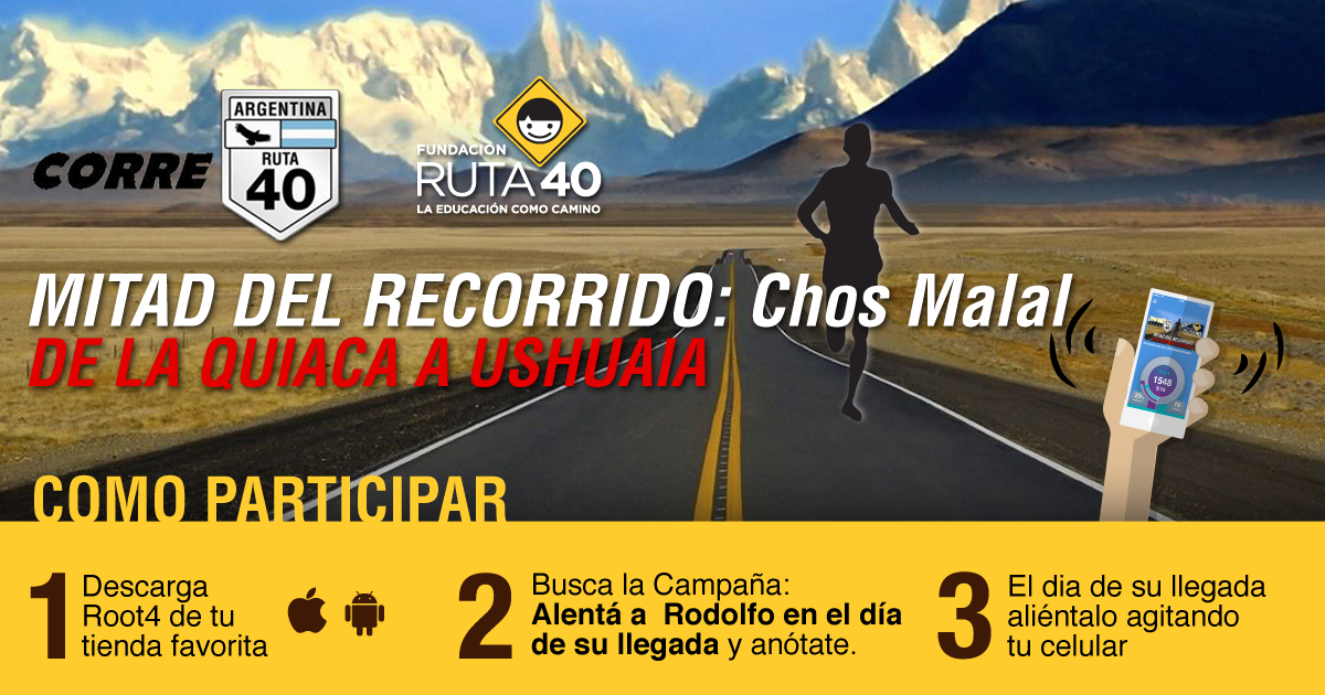 root4's tweet photo. Bajá la App y alentá a Rodolfo Rossi mañana en su llegada a #ChosMalal mitad del recorrido #corre40  @FundacionRuta40 http://t.co/dCqI65I6YX