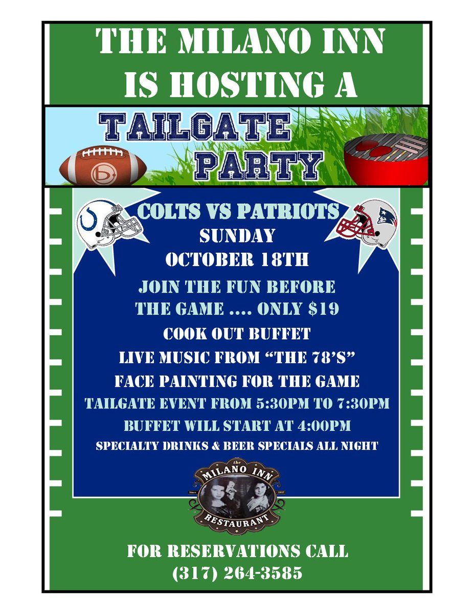 MilanoInn's tweet image. Lets Tailgate! The Chef has come up with an amazing Autumn Inspired Menu! Make Your reservations today!