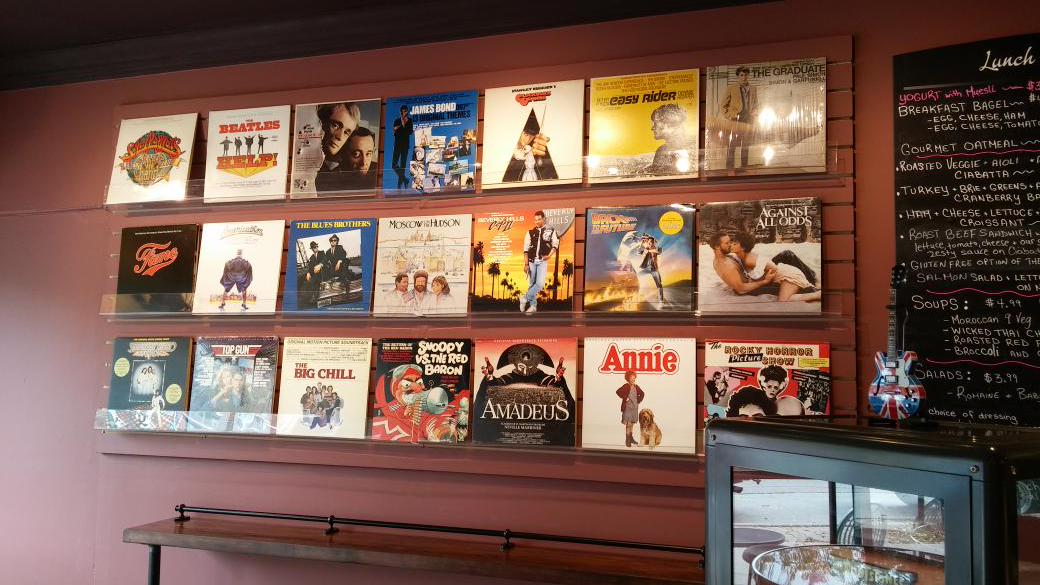 ArchtopCafe's tweet photo. Check out our vinyl feature wall. This month is movie and broadway classics. #vinyl #cafetoronto #latte #portcredit http://t.co/P8O3pwiJ4P