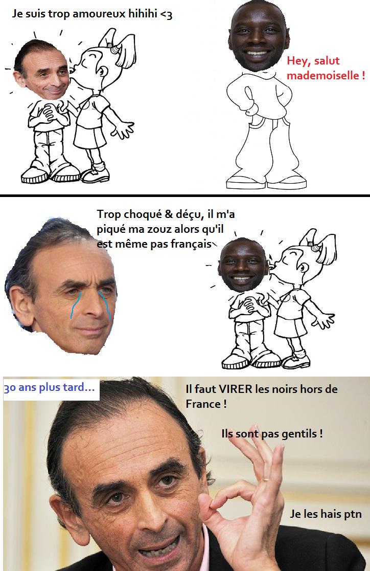Histoiresumee's tweet photo. Mais d'où vient la haine viscérale de Zemmour pour les gens de couleur ? (fonctionne aussi avec Finkielkraut) http://t.co/gWug5uNKQD