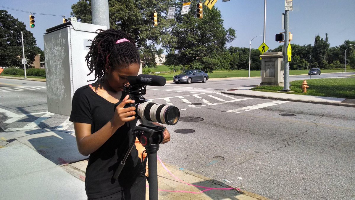 One of our amazing #YouthProducers on a shoot #TrailblazingWomenInFilm #TheFutureofFilmmaking #Baltimore #MediaEd