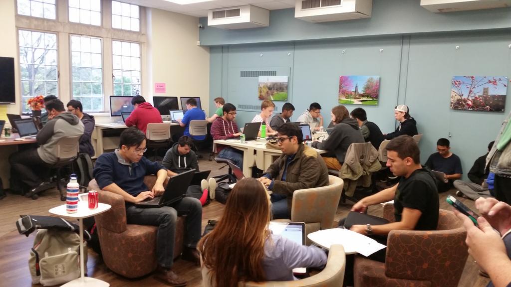 westernuScience's tweet photo. It's a full house for the @Communitech coding challenge @westernuScience @westernuCompSci #code2win http://t.co/r7qSHlsKvf