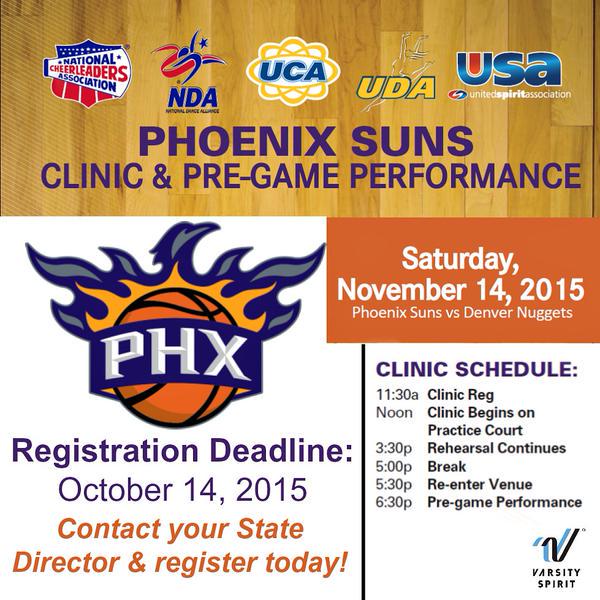Friday is the last day to register for our #PhoenixSuns Rally! It is open to all #cheer #song and #dance teams!