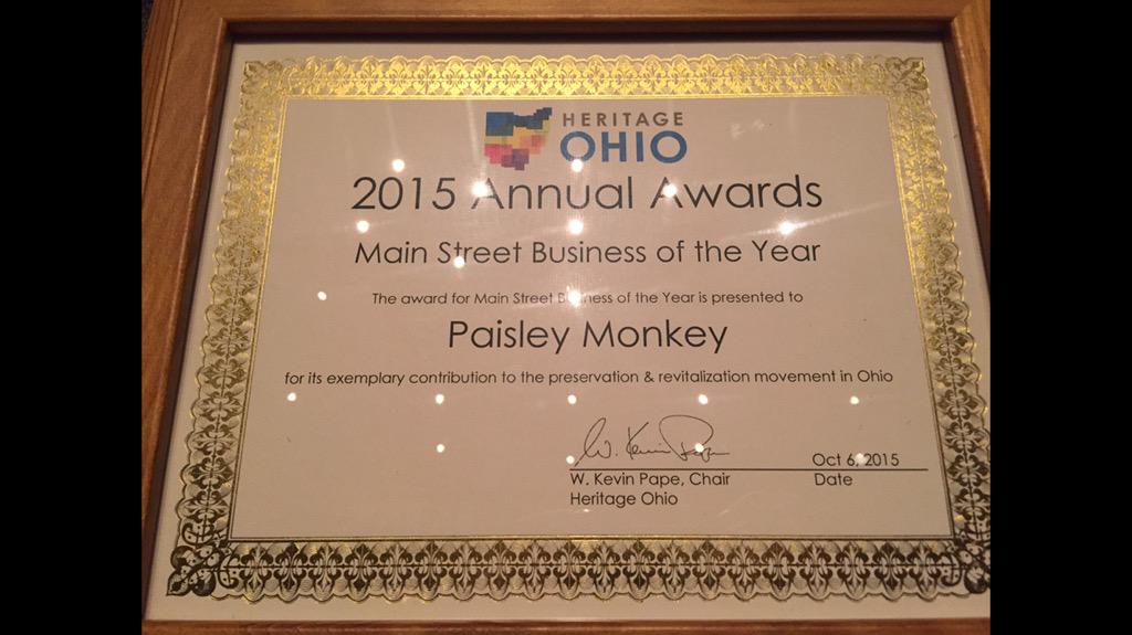 DowntwnLakewood's tweet image. Congrats to @PaisleyMonk for taking home Main Street Business of the Year at the @HeritageOhio Annual Awards.