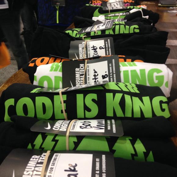 mrc_pdx's tweet image. If you&apos;re at #reinvent, stop by the Nike booth 1037 and get your custom T-shirt! #codeisking #codeisqueen