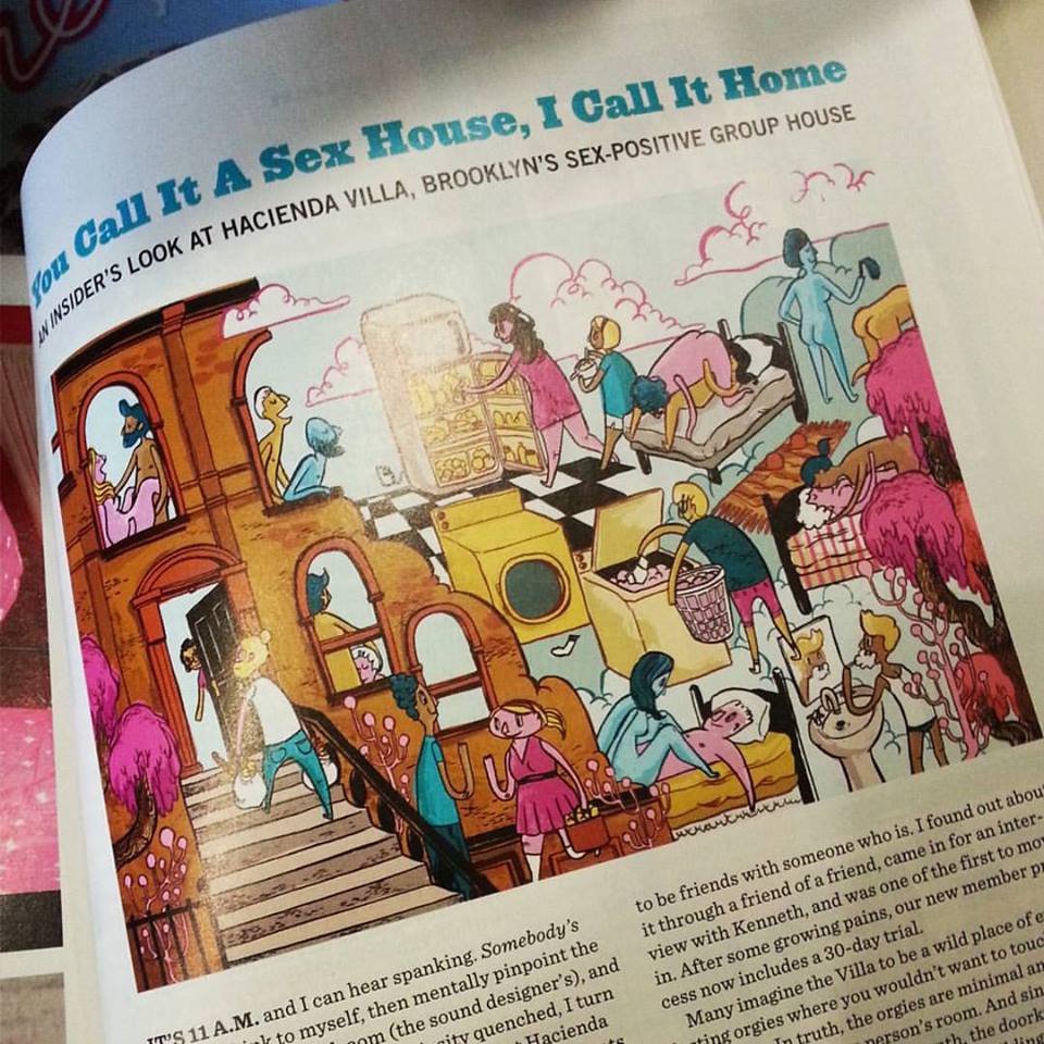 New illos for @bust_magazine about living in a communal sex-positive house in Brooklyn. Thanks to AD Meredith Felt!