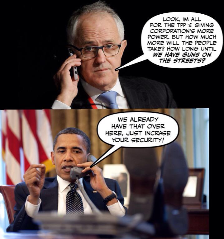 ascottkoba's tweet photo. PM Malcolm Turnbull calls Barack Obama today to iron out a few concerns with the #TPP.
#auspol http://t.co/iKJdu3XdHu