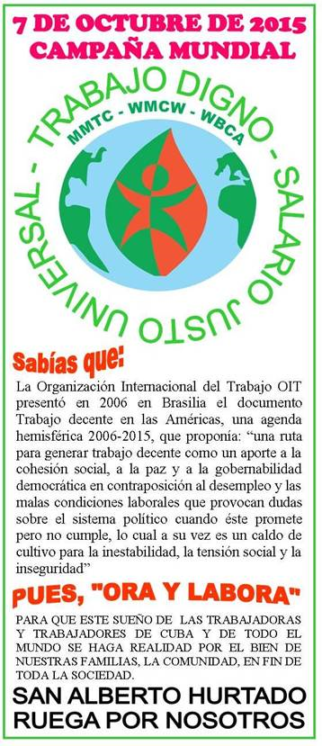 danildasosa22's tweet photo. #decentworkMMTC 
Defendemos los derechos sociales y laborales. Jornada Padre Hurtado. MTC. CUBA http://t.co/qihwEGCkMn