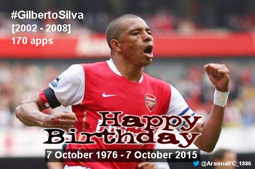 ON THIS DAY 7 October : Happy Birthday  Gilberto Silva (39) Yang Lahir Pada Tahun 1976. 