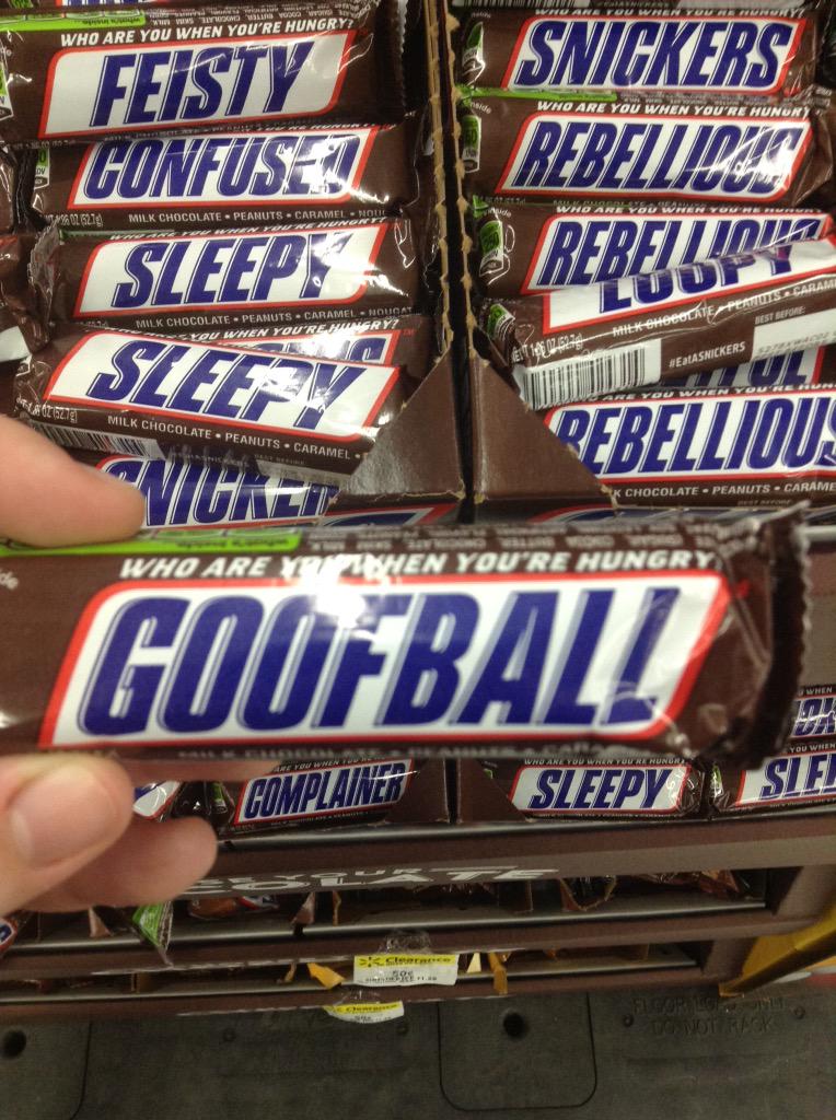 GavinsGoofballs's tweet photo. Are you a goofball? Snickers told me I was a feisty,confused,sleepy,rebellious, Goofball. http://t.co/O4t3AOXGwJ