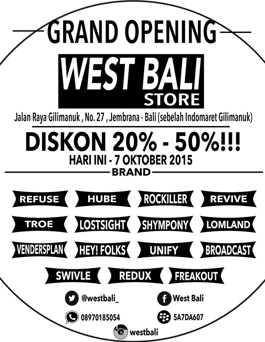 westcompany_'s tweet image. Selamat pagi guys! Hari ini terakhir diskon masa2 opening store kita lohhh, jangan sampe kehabisan barang yg km suka