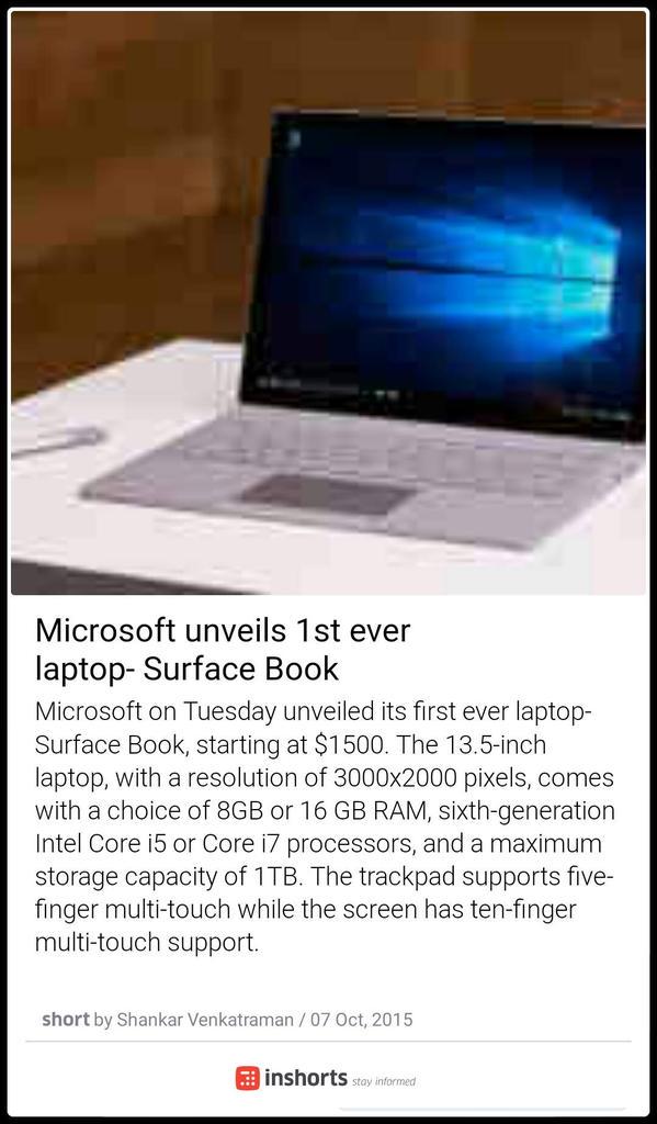 DeepakDesk's tweet image. Microsoft unveils 1st ever laptop- Surface Book
goo.gl/ZI4K5p #SurfaceBook #Microsoft #gesturetech