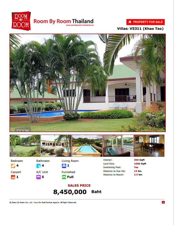 RoomByRooom's tweet photo. Bargain Villa for sale Hua Hin : 8,450,000 m ฿
Priced to sell!
Land: 1600
House: 350
http://t.co/0KT7XJOJPM http://t.co/Cvak4c5q7L