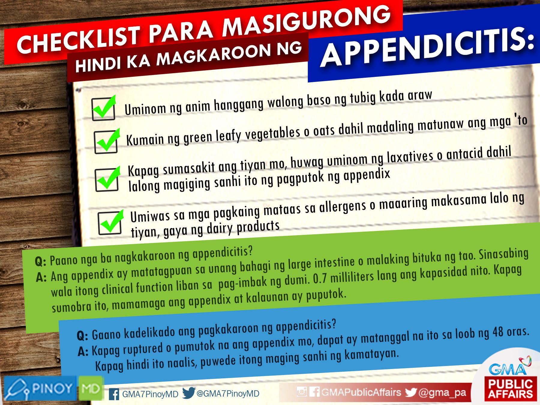 Pinoy MD on Twitter: "Paano nga ba maiiwasan ang appendicitis? Simple