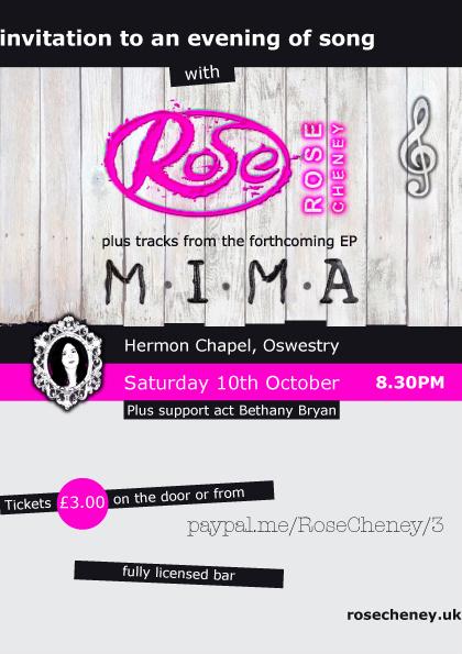drumburst's tweet photo. See @RoseCheney perform songs from her forthcoming EP, M.I.M.A in Oswestry on Saturday 10th Oct. Come and join us! http://t.co/gbRPq6SBpM
