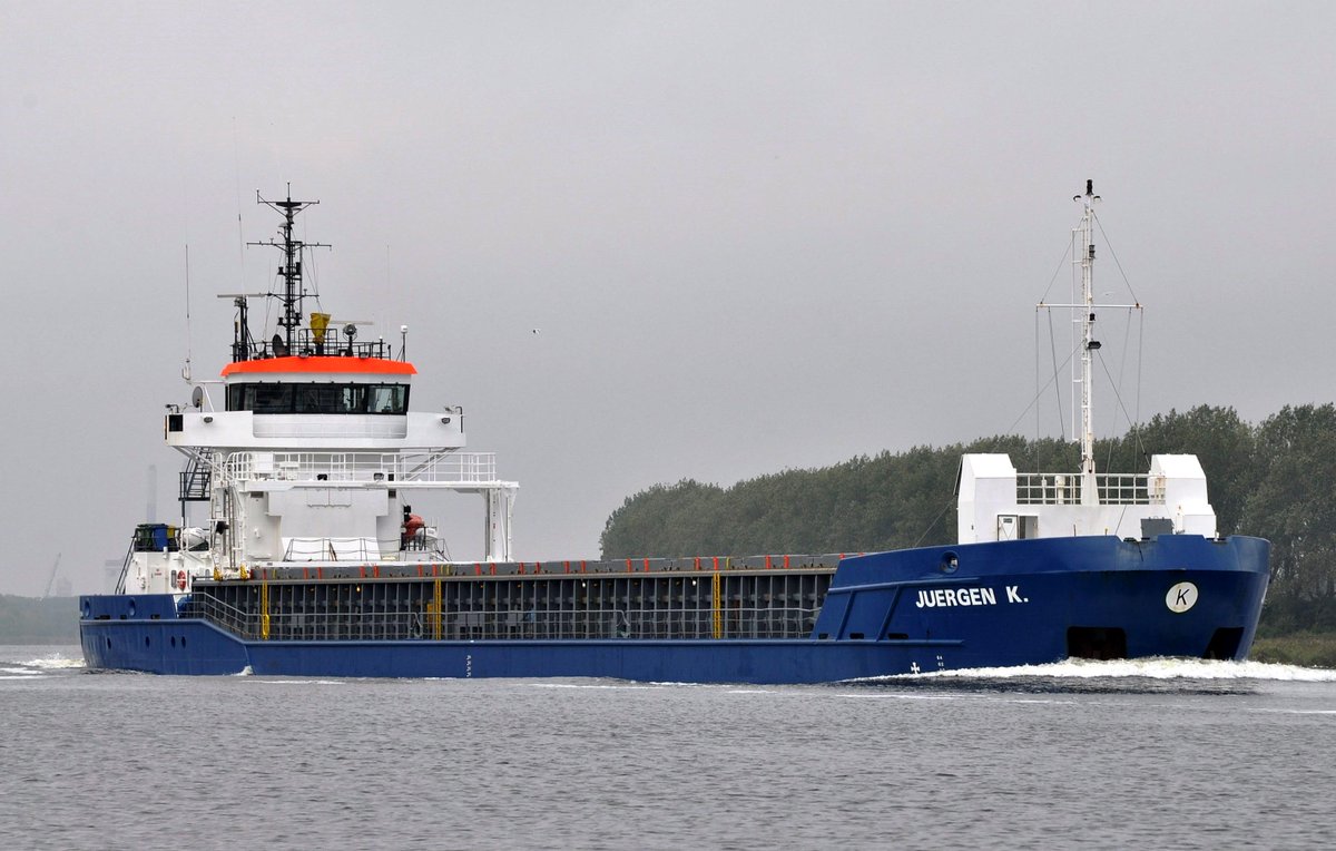 MV Jeurgen K on her way to Amsterdam yesterday. Photo by Marcel Coster