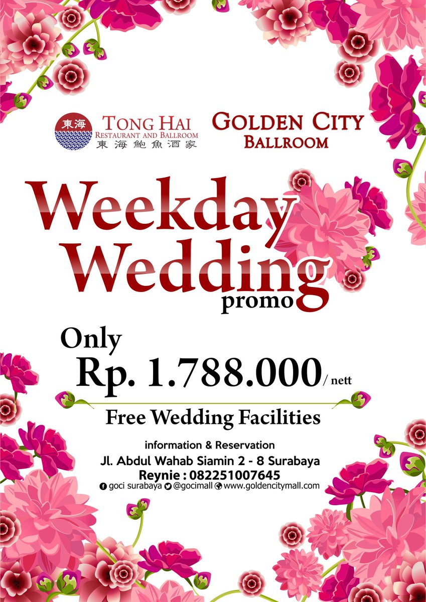 TongHaii's tweet photo. weekday wedding promo only Rp.1.788.00. Booking now only ballroom @gocimall http://t.co/oeyvaJdxjW