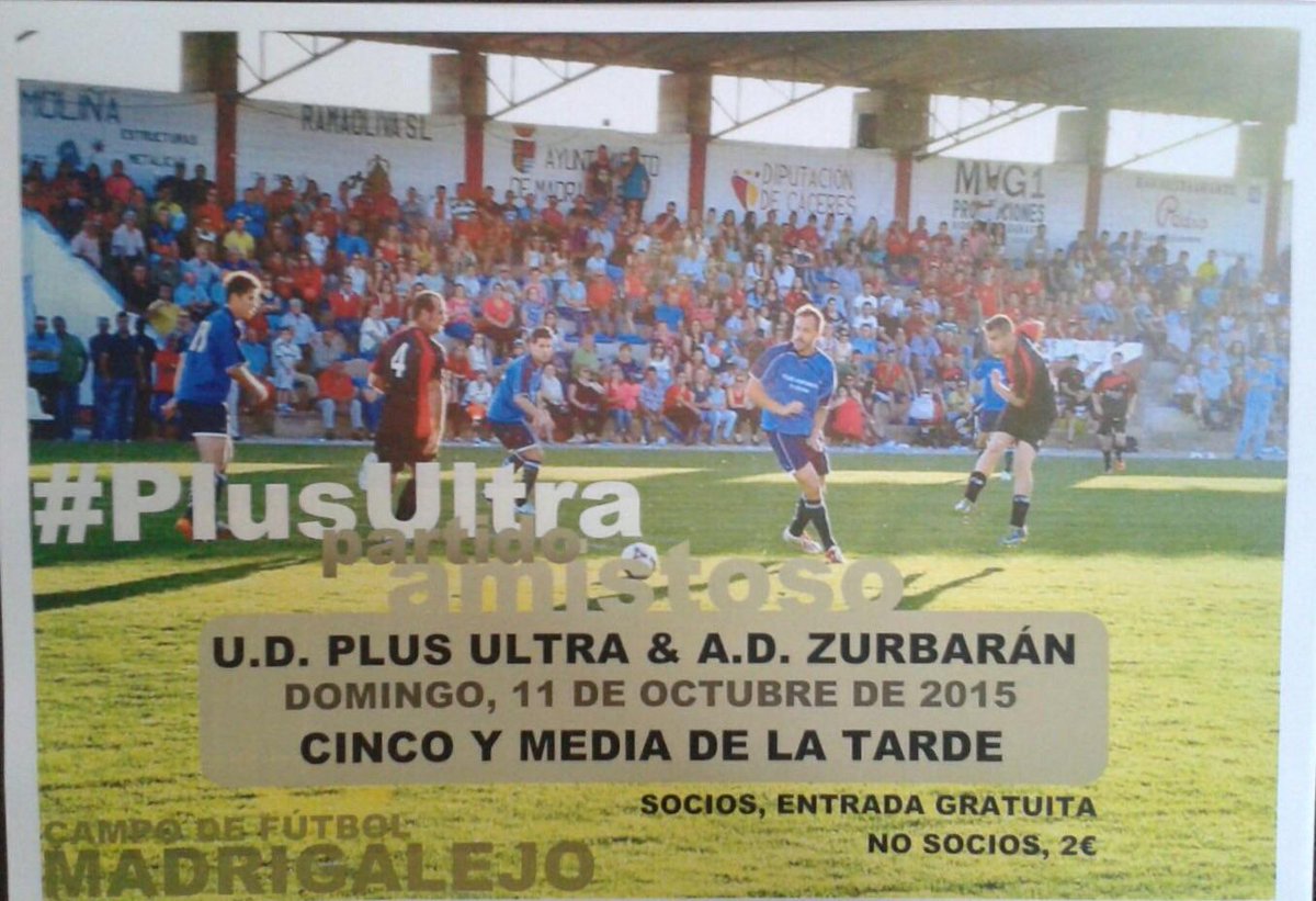 Plus Ultra - <a href="/zurbaranad/">A.D. Zurbarán</a> 
Domingo, 17:30h
#Amistoso #ContinuaLaIlusion
